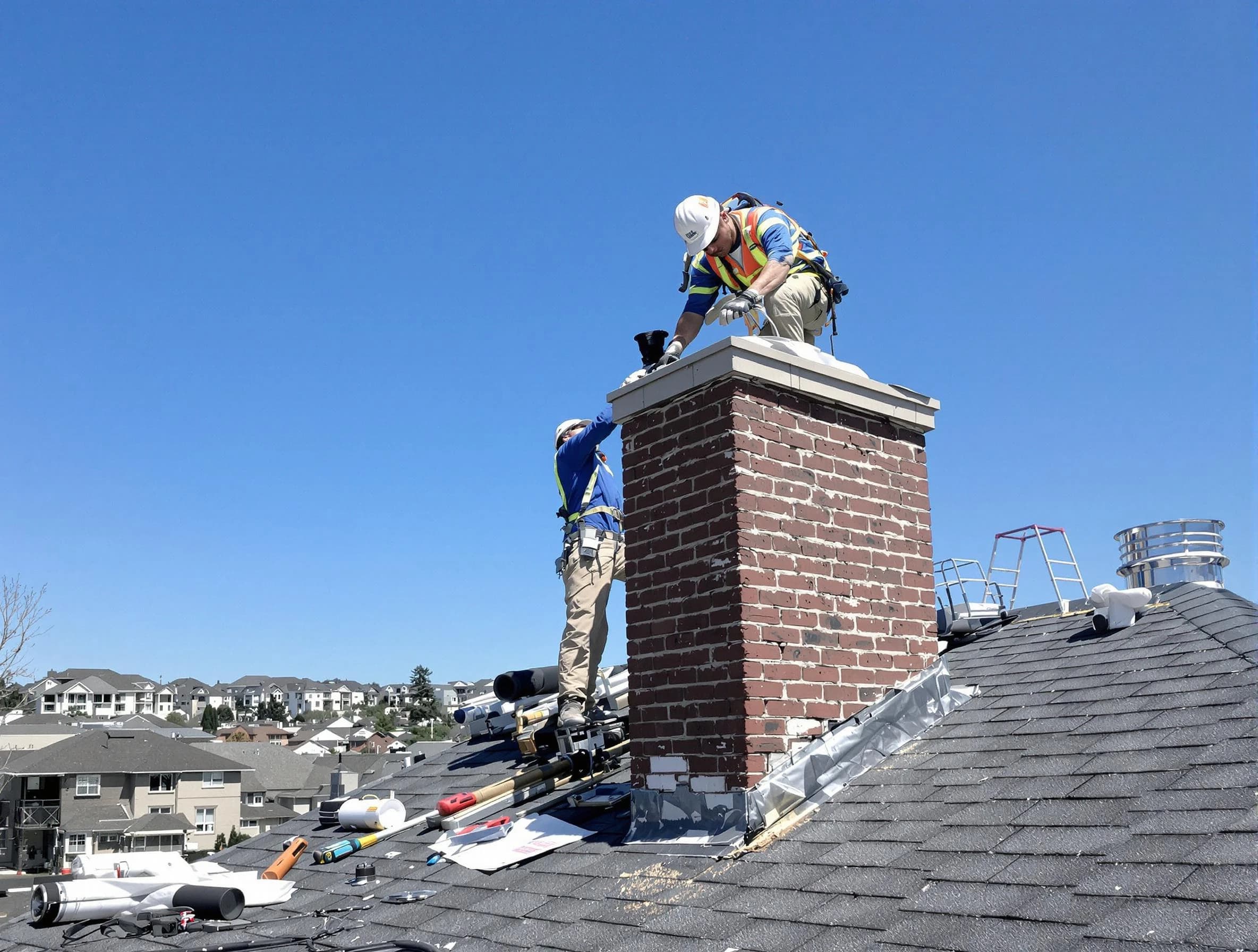 Perry Chimney Sweep repairing a chimney crown in Perry, UT