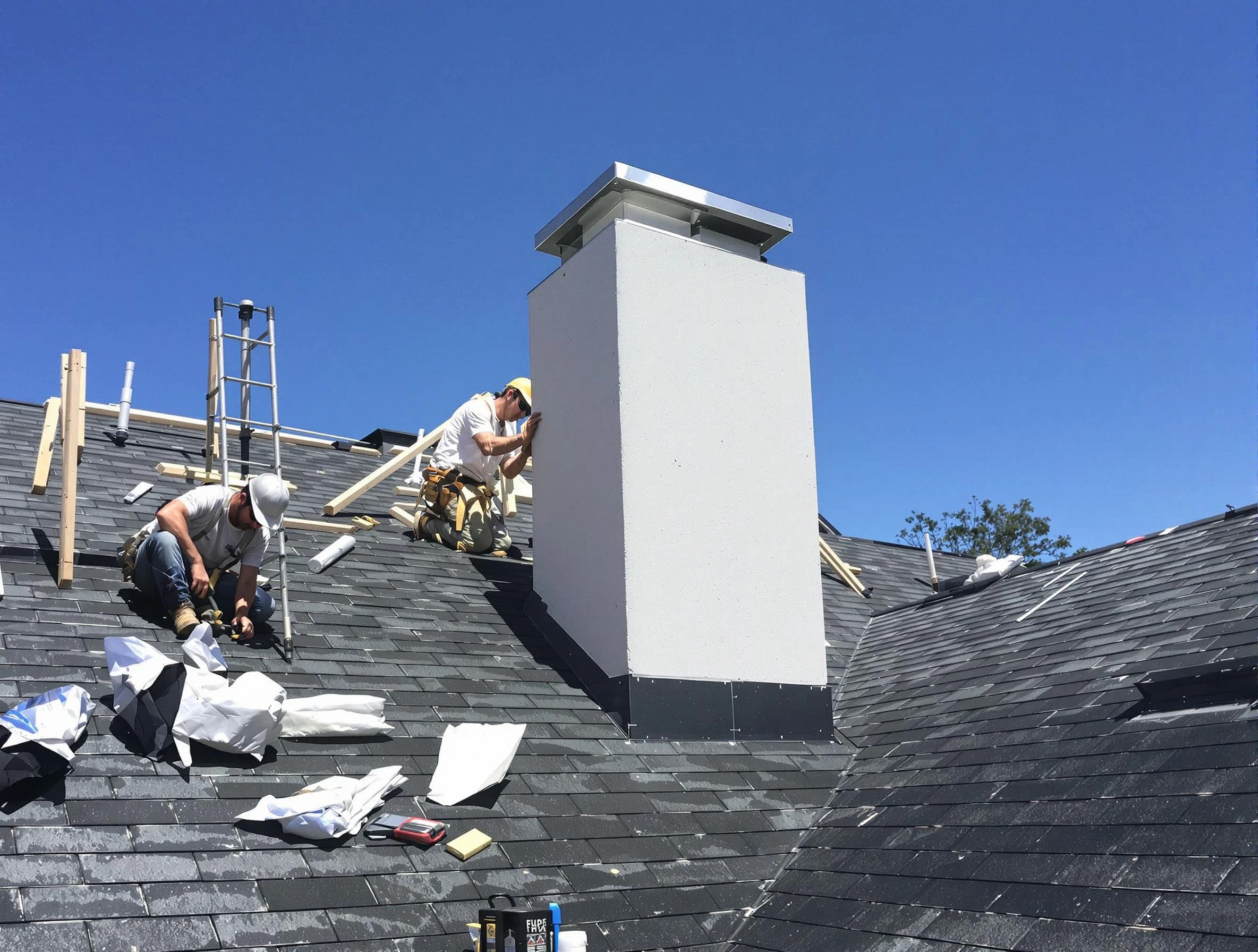 Perry Chimney Sweep crew installing a new chimney in Perry, UT