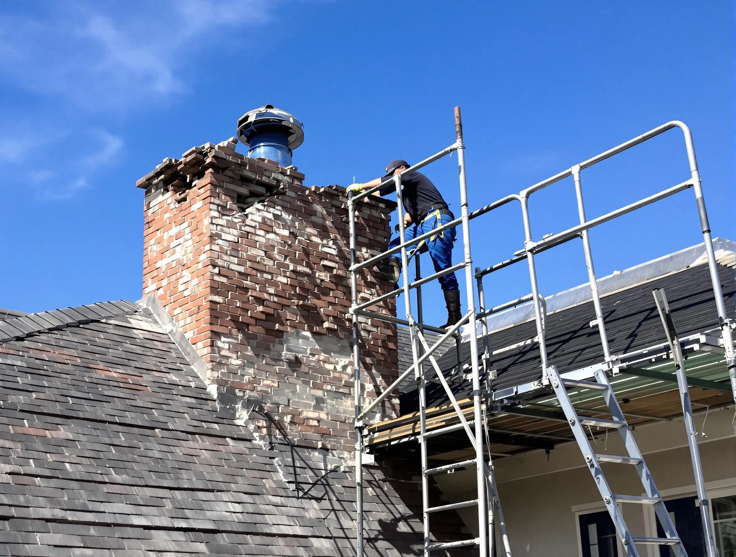 Rebuilding a chimney structure by Perry Chimney Sweep in Perry, UT