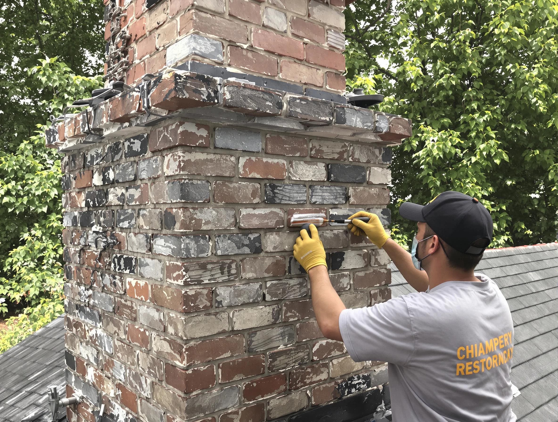 In-progress chimney restoration by Perry Chimney Sweep in Perry, UT