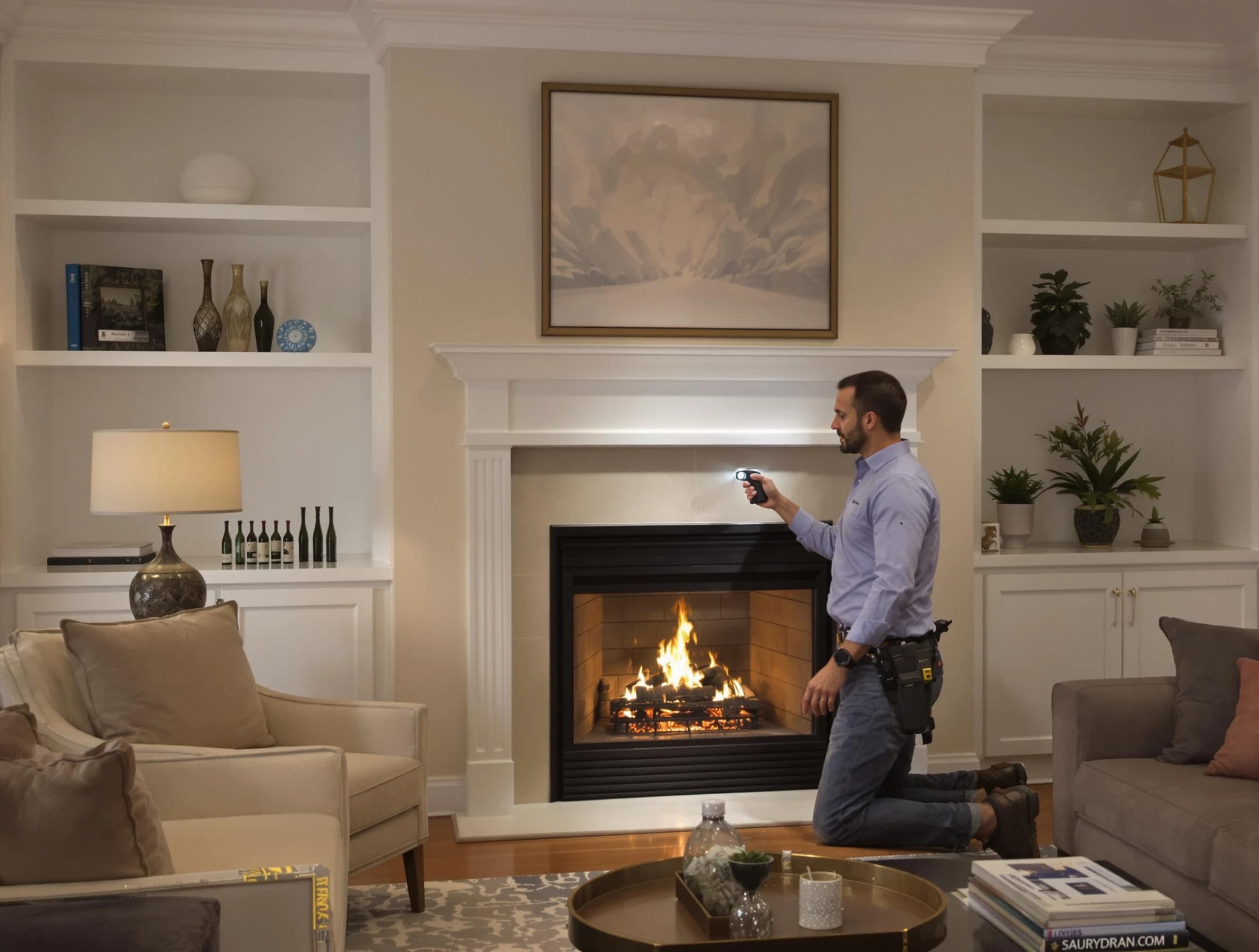 Perry Chimney Sweep conducting a fireplace safety inspection in Perry, UT