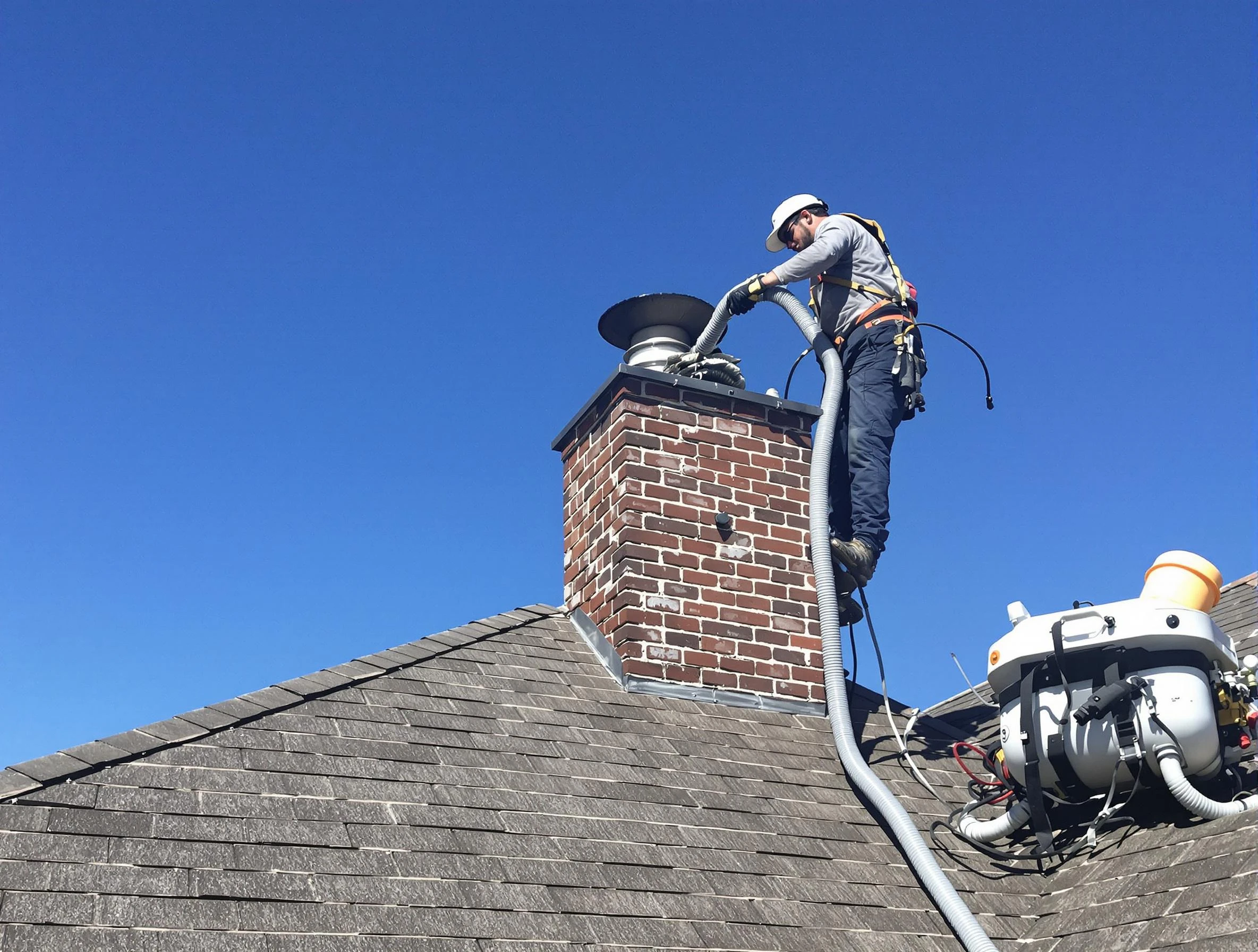 Dedicated Perry Chimney Sweep team member cleaning a chimney in Perry, UT
