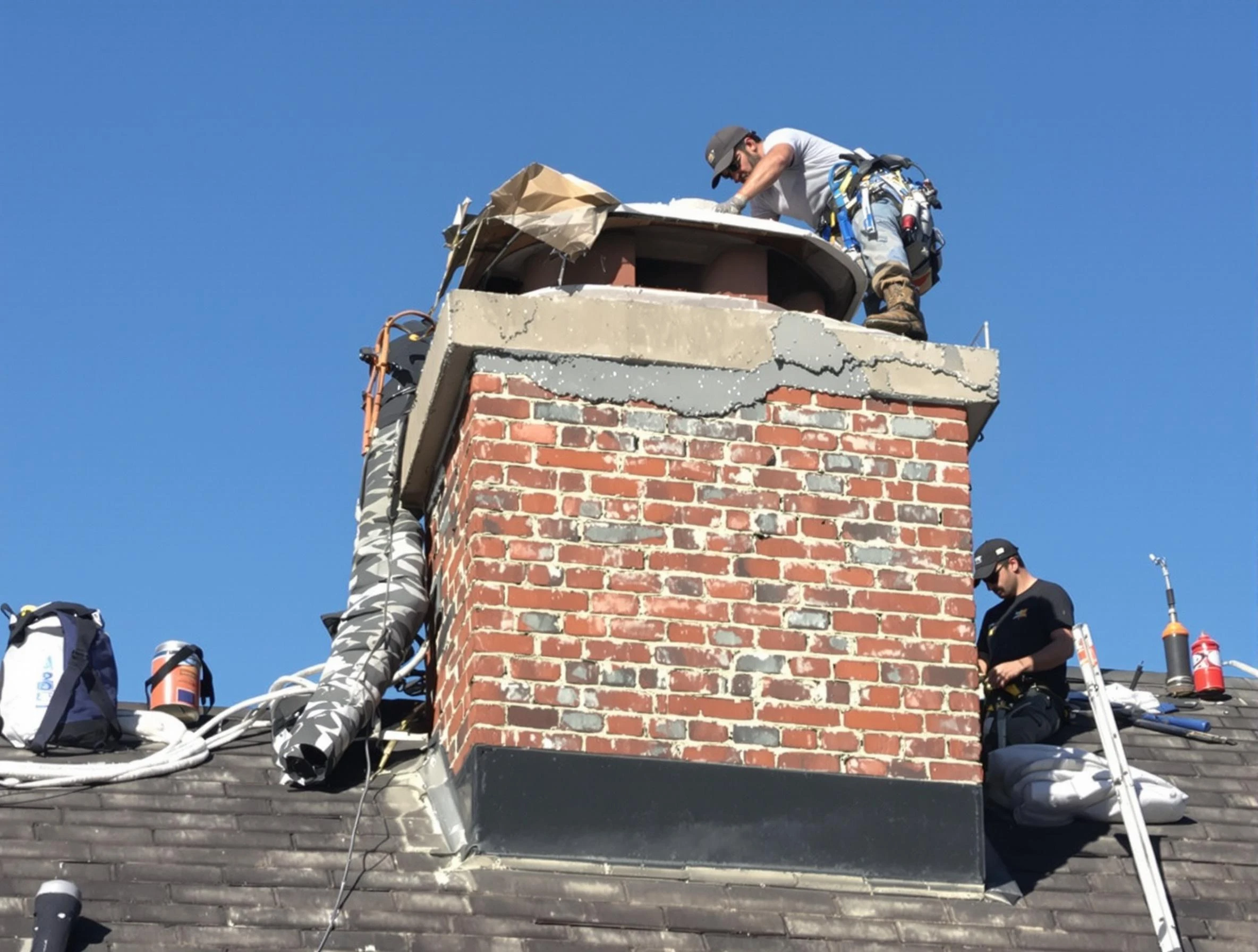 Perry Chimney Sweep installing a custom chimney crown in Perry, UT