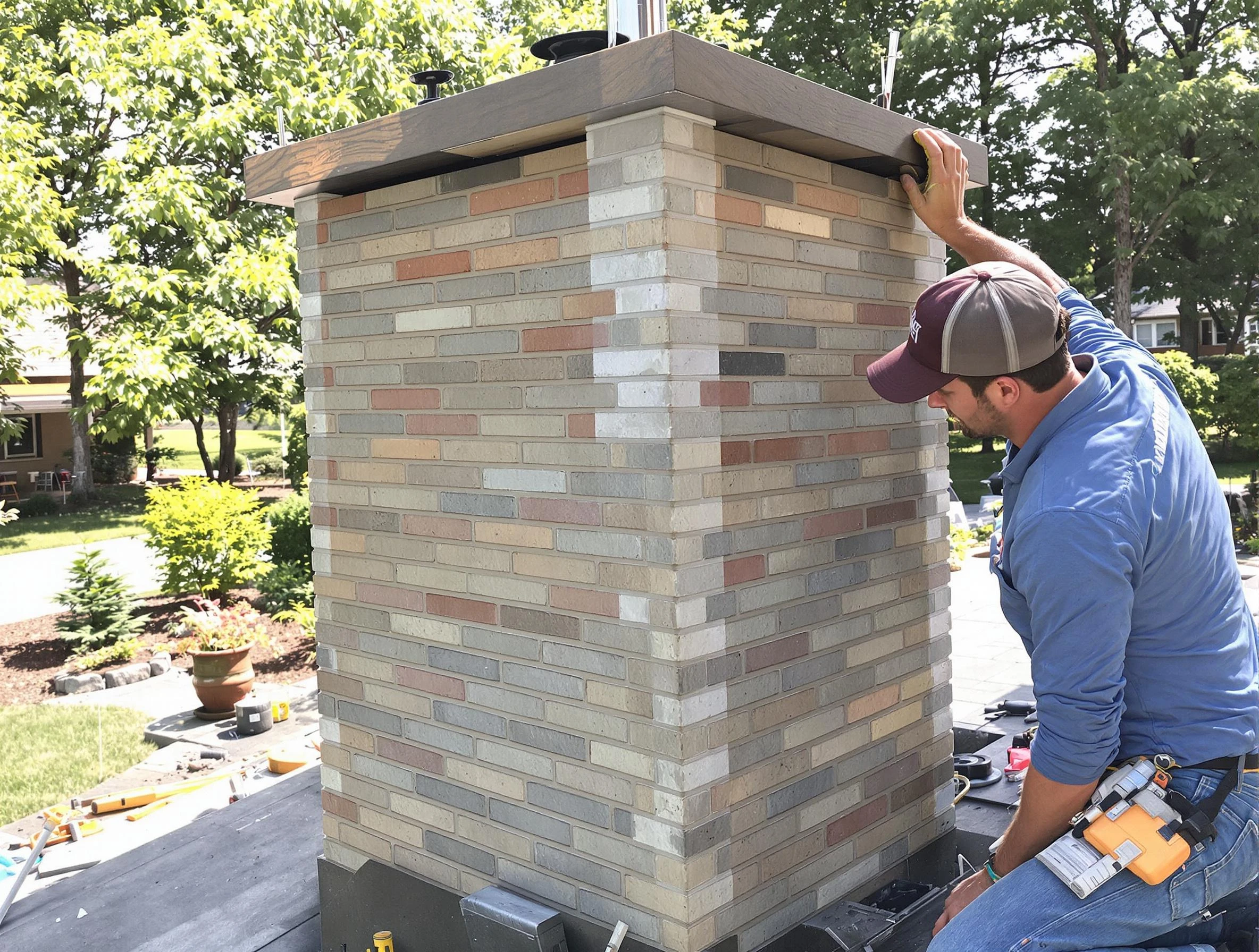 Perry Chimney Sweep completing a modern chimney remodel in Perry, UT